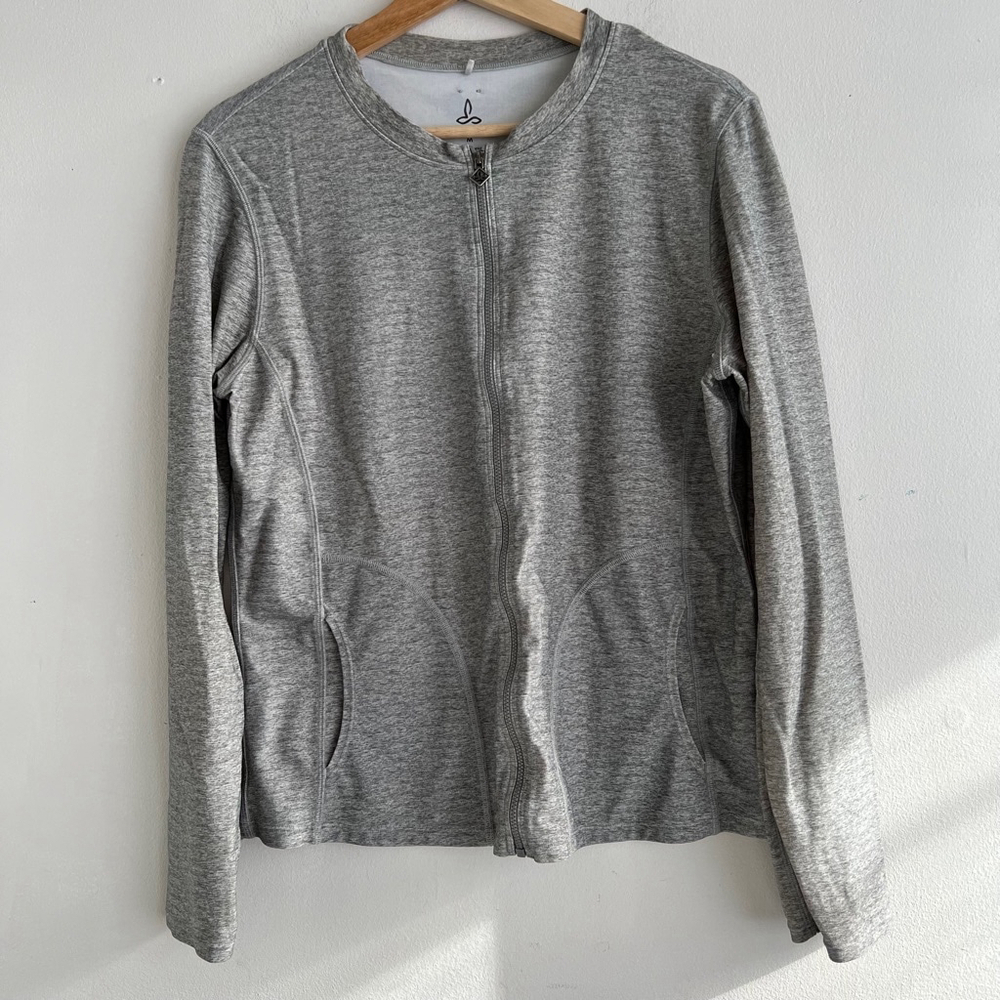 Prana women's size M gray heather long sleeve zip-up jacket